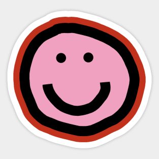 Minimal Happy Smiley Face Pink Sticker